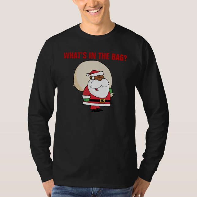Svart jultomten med leksaksäcken tröja (Framsida)