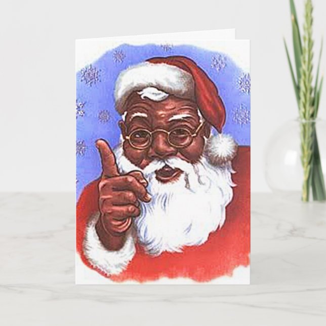 Svart jultomtenjul för afrikansk amerikan helgkort (Framsida)