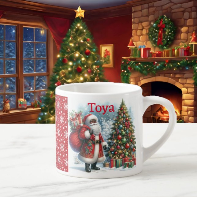 Svart jultomtens eget namn Barns Kopp Boy eller Gi Espressomugg (Skapare uppladdad)