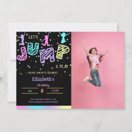 Svart jump Birthday Photo-inbjudan Inbjudningar