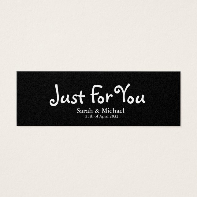 Svart "Just for you"-bröllopsförmån märkre Litet Visitkort (Framsidan)