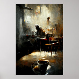 Svart Kaffe-färgad målning, Jazz-inspirerad Poster