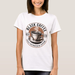 Svart kaffe social klub rolig design t shirt