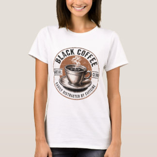 Svart kaffe social klub rolig design t shirt
