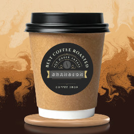 Svart Kaffebutik Personlig Varumärkesidentitet Runt Klistermärke