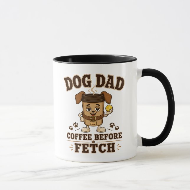 Svart kaffemugg med rolig text för hundpappa före  (Höger)