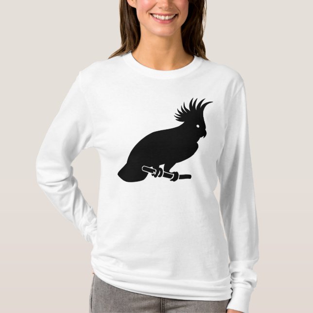 Svart kakaduaSilhouette Tee Shirt (Framsida)