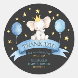 Svart kalk baby elefant runt klistermärke