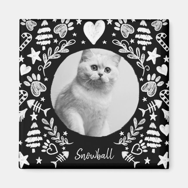 Svart kalkboard Art Ram Cat Memorial Keepsaké Magnet (Framsidan)