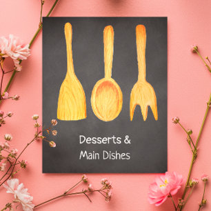 Svart kalkboard-Gult Utensils Recipe Divider