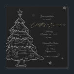 Svart kallbrädesinbjudan till Julgran-middagen<br><div class="desc">Elegant Square Black Chalkboard Julgran Middagsinbjudan. Inbjudan dina gäster i stil med den här chicen, vid jul-inbjudan, med en handdragen krita i Julgran med stjärnor och prydnadsaccenter. Den eleganta svarta bakgrunden med elegant guld-skript skapar ett modernt men festligt utseende som passar perfekt för helgdag middagar, julmiddag party eller företagsfirande. Fullständigt...</div>