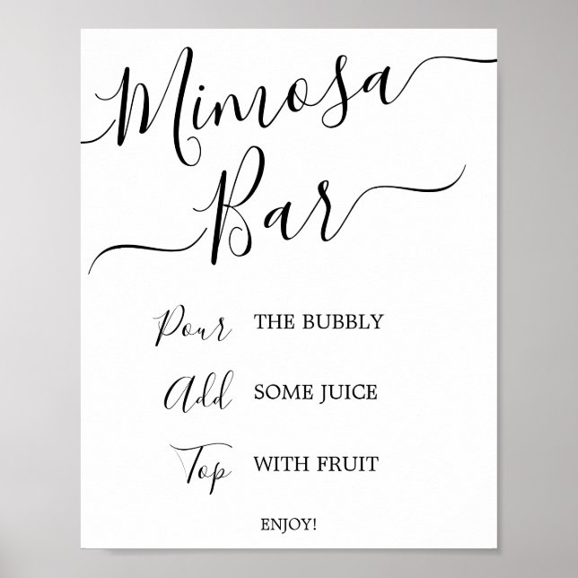 Svart kalligrafi bröllop Mimosa Barskylt Poster (Framsidan)