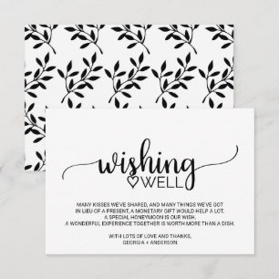 Svart kalligrafi Bröllop Wishing-brunn Tilläggskort