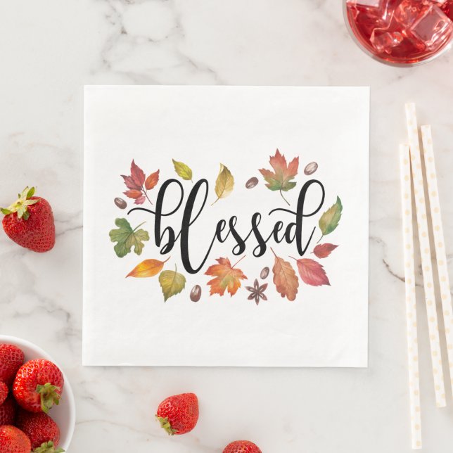 Svart kalligrafi och Höst löv Pappersservett (Insitu)