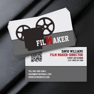 Svart kamera och QR-kod filmproducent Visitkort