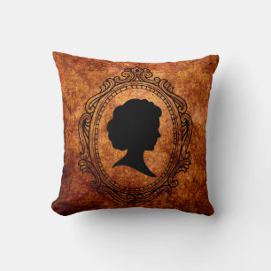 Svart kamera, Orange Grunge Damask Square Pillow Kudde