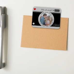 Svart kamerafoto Bröllop Unikt Spara datum Magnet