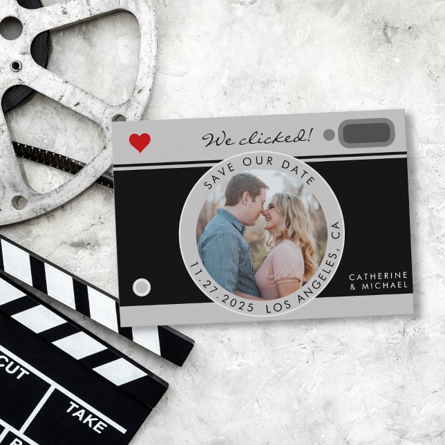 Svart kamerafoto Bröllop Unikt Spara datum Spara Datumet (Skapare uppladdad)