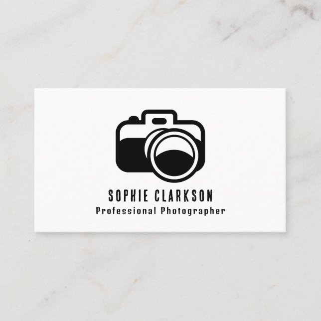 Svart kameraikon, fotograf, fotografi visitkort (Framsida)