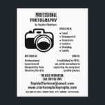 Svart kameraikon, fotograf, fotouthyrning flygblad<br><div class="desc">Svart kameraikon,  fotograf,  fotohyreshyrans reklamflygare i Affärskortet Store.</div>
