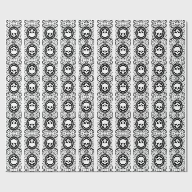 Svart kameraskugga Döskallar på vit radbrytning Pa Presentpapper (Seam)