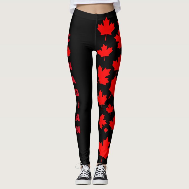 Svart kanadensisk strumpbyxor leggings (Framsida)