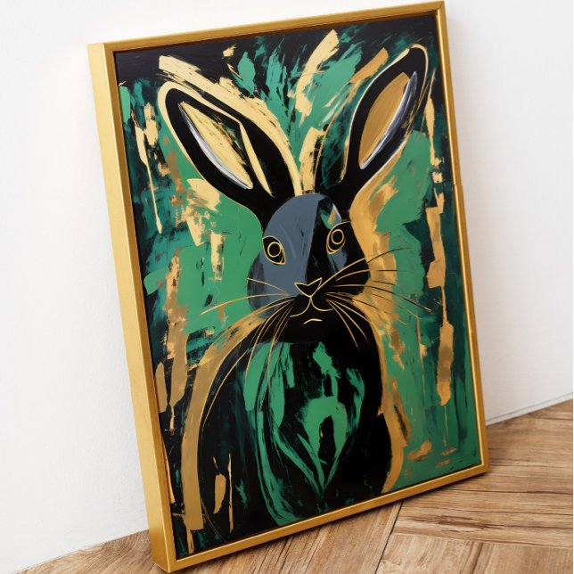 Svart kaninramning Poster (This is the Black Rabbit art piece, and it's beautifully framed in gold.)