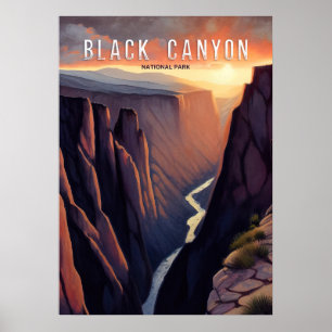 Svart Kanjon Vattenfärg Poster