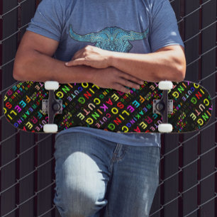 Svart "Känsla så att Cute"-text Mönster Mini Skateboard Bräda 18,5 Cm