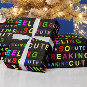 Svart "Känsla så att Cute"-text Mönster Presentpapper
