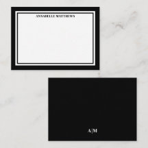 Svart Kant Minimalistisk Namn Monogram