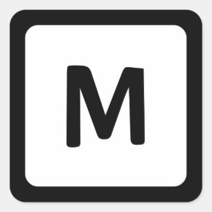 Svart kant rundad hörnmonogram fyrkantigt klistermärke