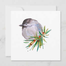 Svart, kantat Chickadee Watercolor Julkort
