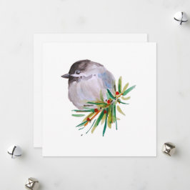 Svart, kantat Chickadee Watercolor Julkort