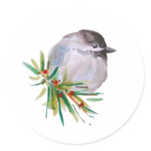 Svart, kantat Chickadee Watercolor