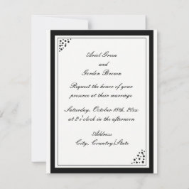 Svart kantprickad bröllopsinbjudan inbjudningar