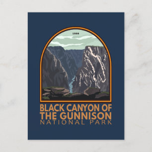 Svart kanyon av Gunnison Vintage Emblem Vykort