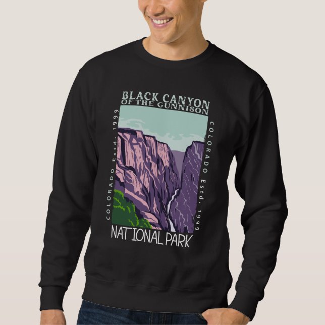Svart kanyon i Gunnison nationalpark Retro Lång Ärmad Tröja (Framsida)