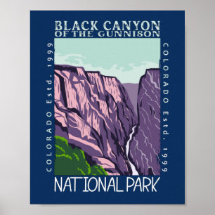 Svart kanyon i Gunnison nationalpark Retro Poster