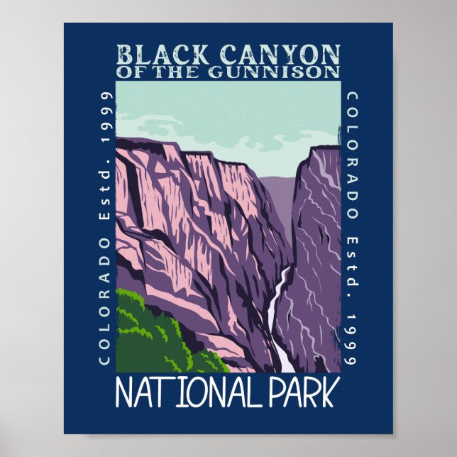 Svart kanyon i Gunnison nationalpark Retro Poster (Framsidan)
