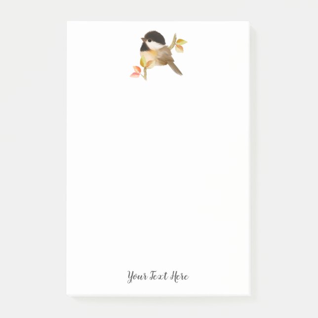 Svart-kapad Chickadee Bird Post-it Block (Framsida)