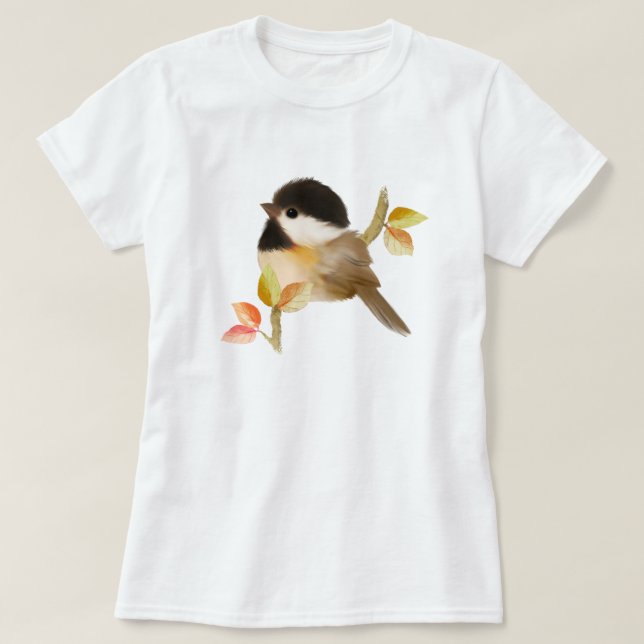 Svart-kapad Chickadee Bird T Shirt (Design framsida)