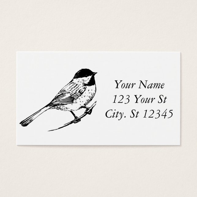 Svart-kapad Chickadee Thunder_Cove Visitkort (Framsidan)