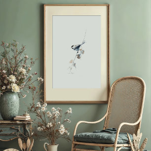 Svart-kapad Chickadee Watercolor Art Poster