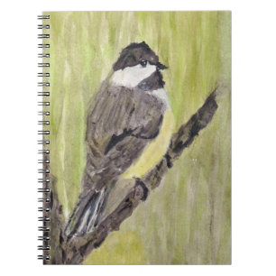 Svart-kapade Chickadee Bird - akrylmålning. Anteckningsbok