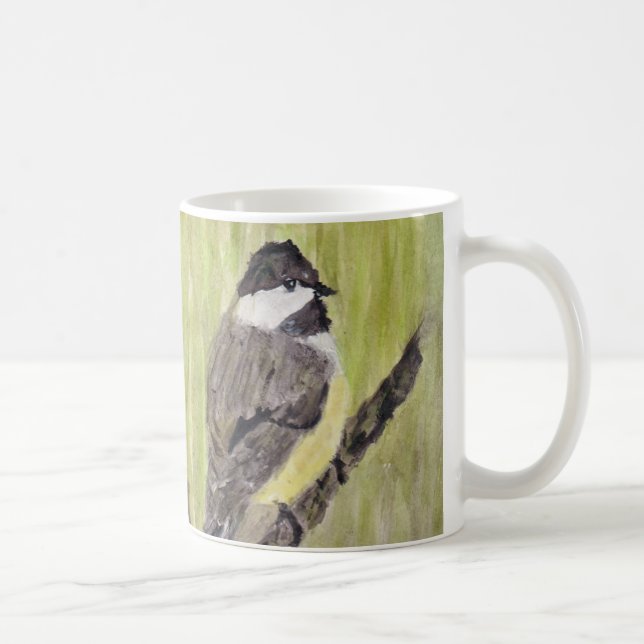 Svart-kapade Chickadee Bird - akrylmålning. Kaffemugg (Höger)