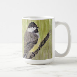Svart-kapade Chickadee Bird - akrylmålning. Kaffemugg
