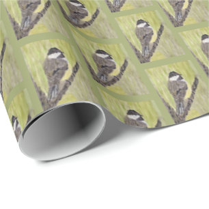 Svart-kapade Chickadee Bird - akrylmålning. Presentpapper