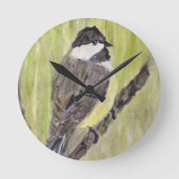 Svart-kapade Chickadee Bird - akrylmålning.