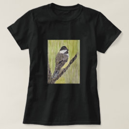 Svart-kapade Chickadee Bird - akrylmålning. T- T Shirt